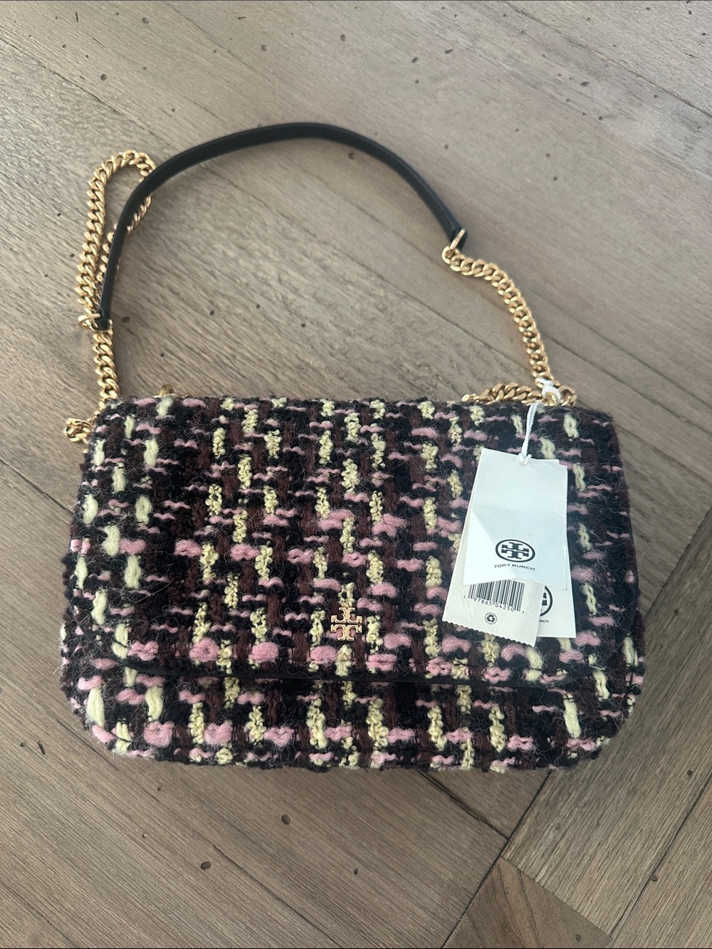 New With Tags Tory Burch Emerson Tweed E/W Flap ADJ Shoulder Bag